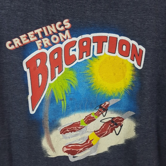 Greetings from Bacation Bacon Graphic Tee Shirt L - Picture 3 of 6